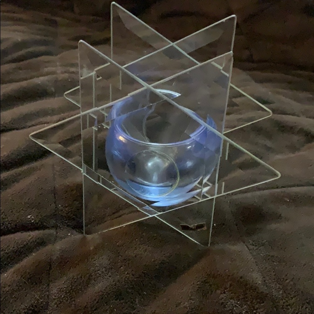 Pretty light blue/Glass votive candle holder